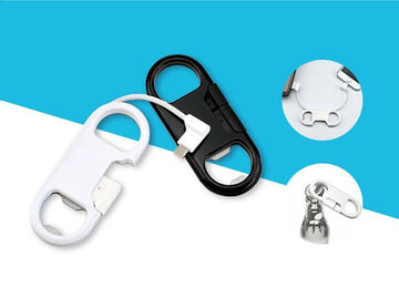 2 in 1 -Bottle Opener Keychain USB Charge Cable for iPhone & Andro