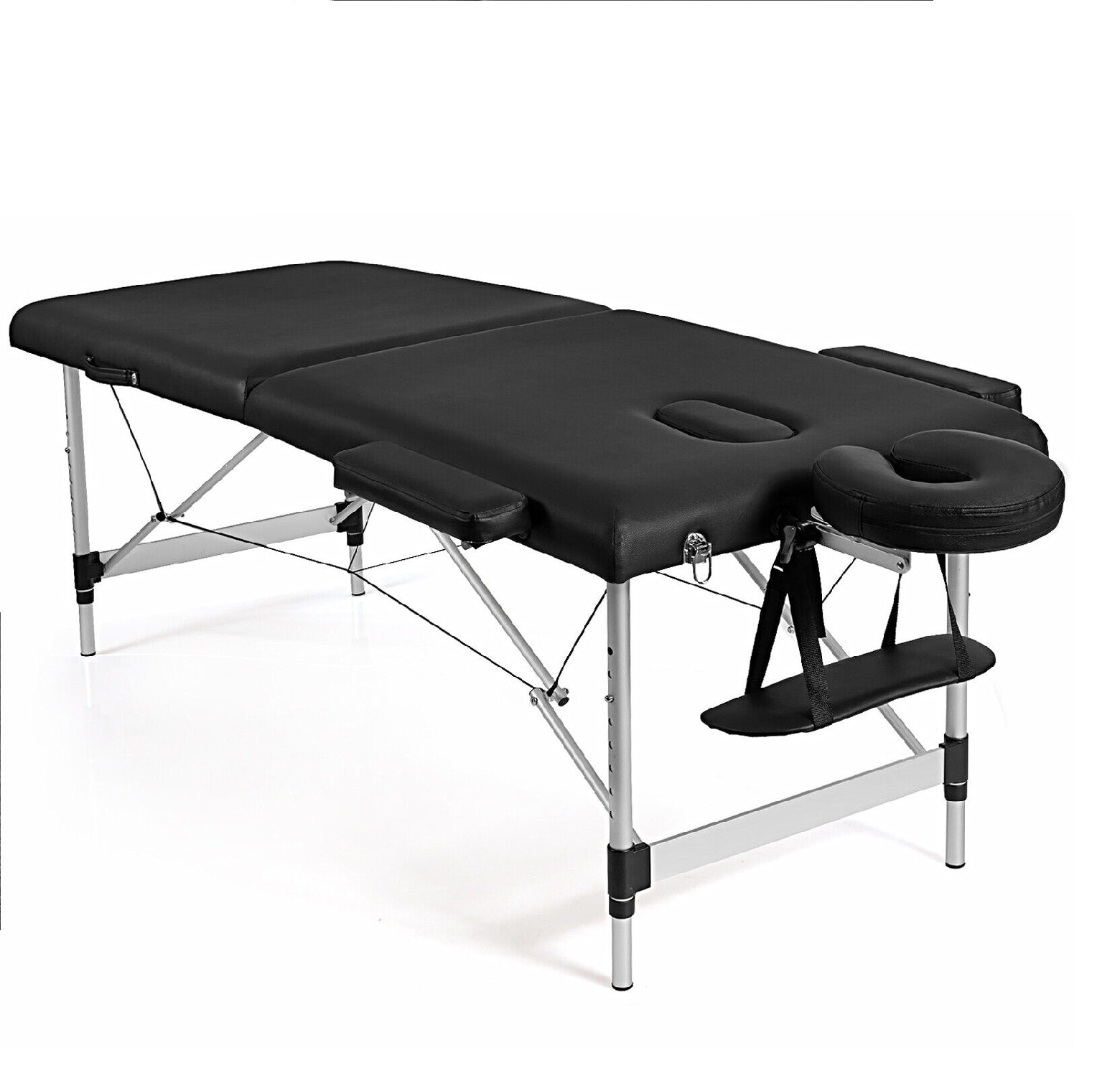 Aluminum Massage Table 2 Folding Salon Lash Bed Portable Spa Table Couch Black