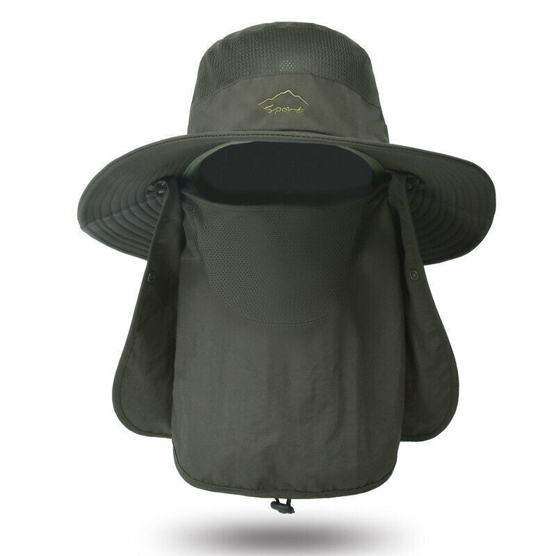 Wide Brim Sun Hat UV Protection Bucket Cap For Hiking Camping Fishing Safari Men