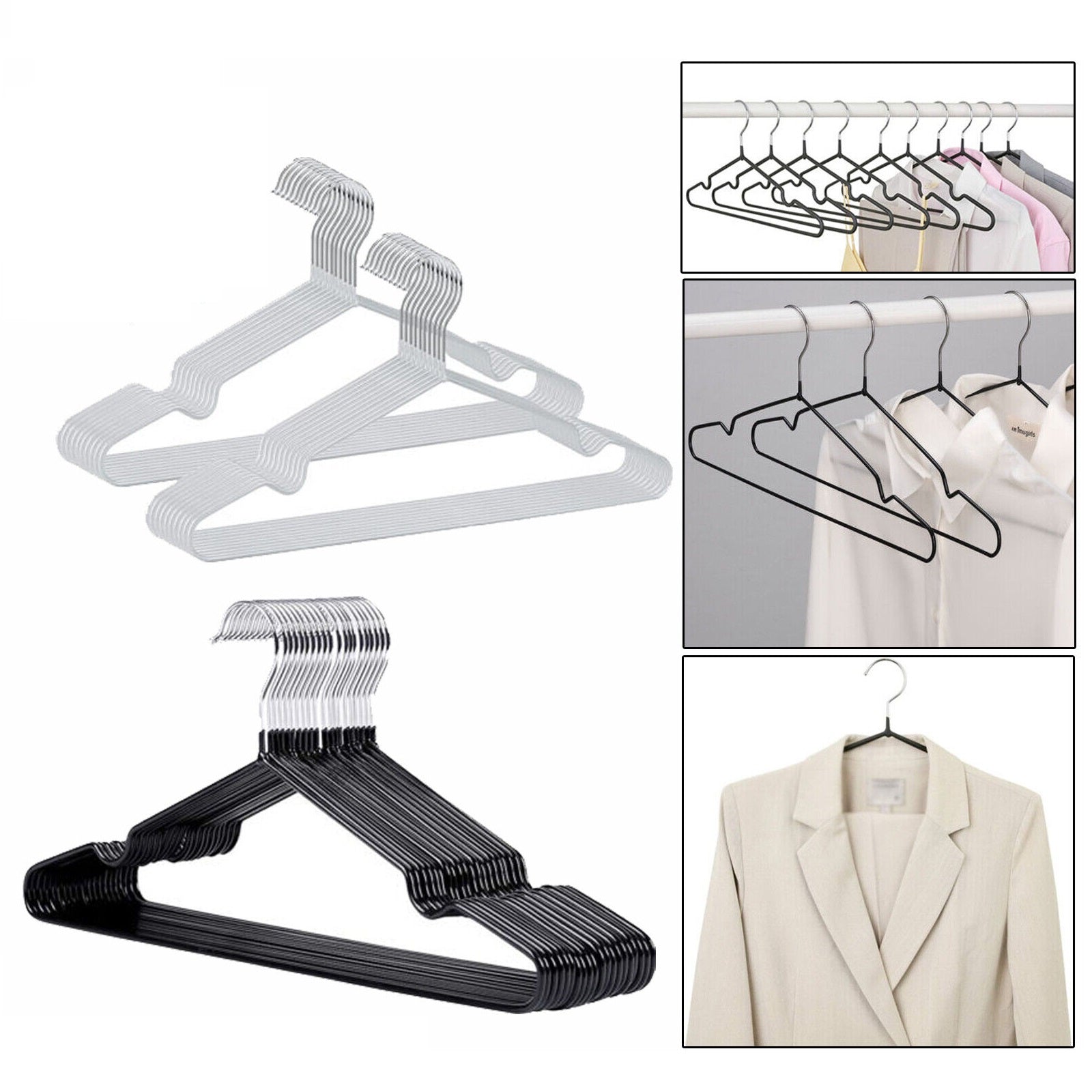 10PCS Metal Clothes Hangers Non Anti Slip Rubber Coated Wire Suit Coat Hanger