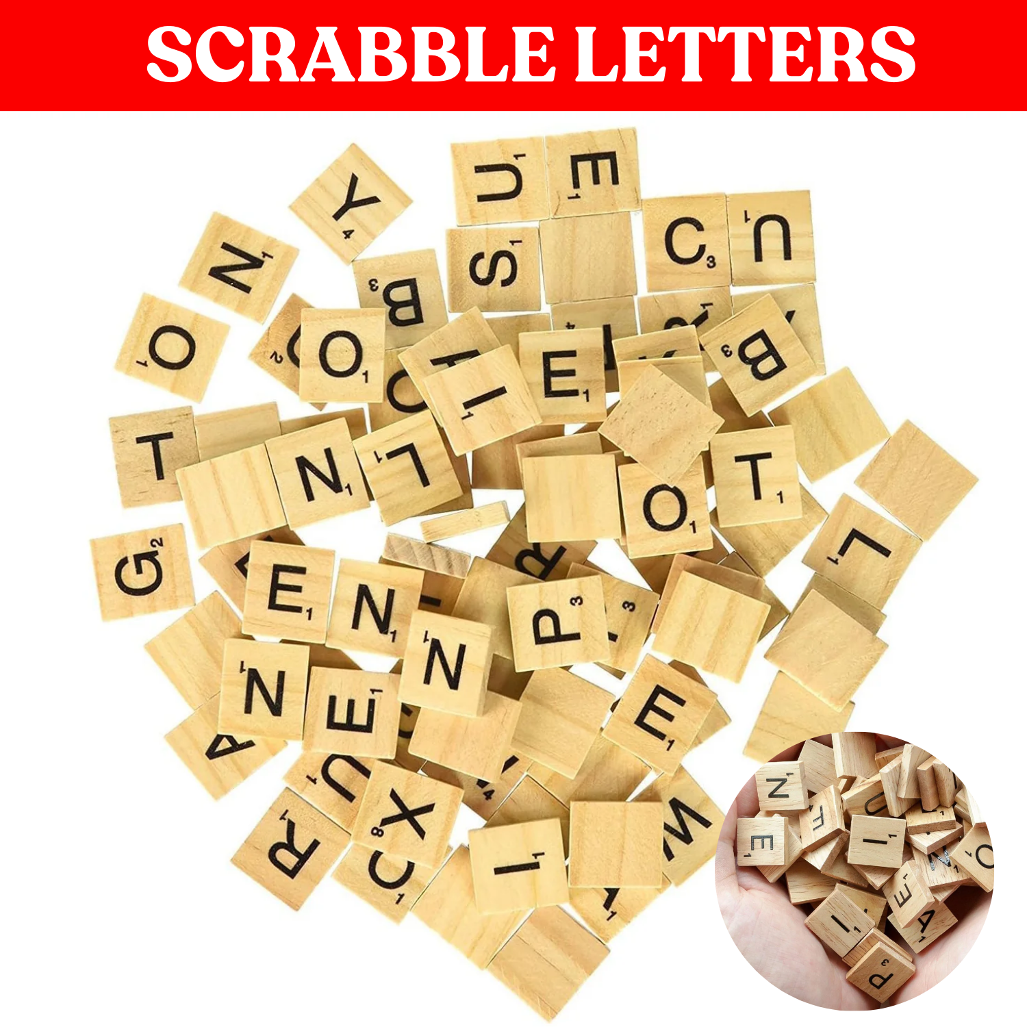 Wooden Letters Alphabet Scrabble Tiles