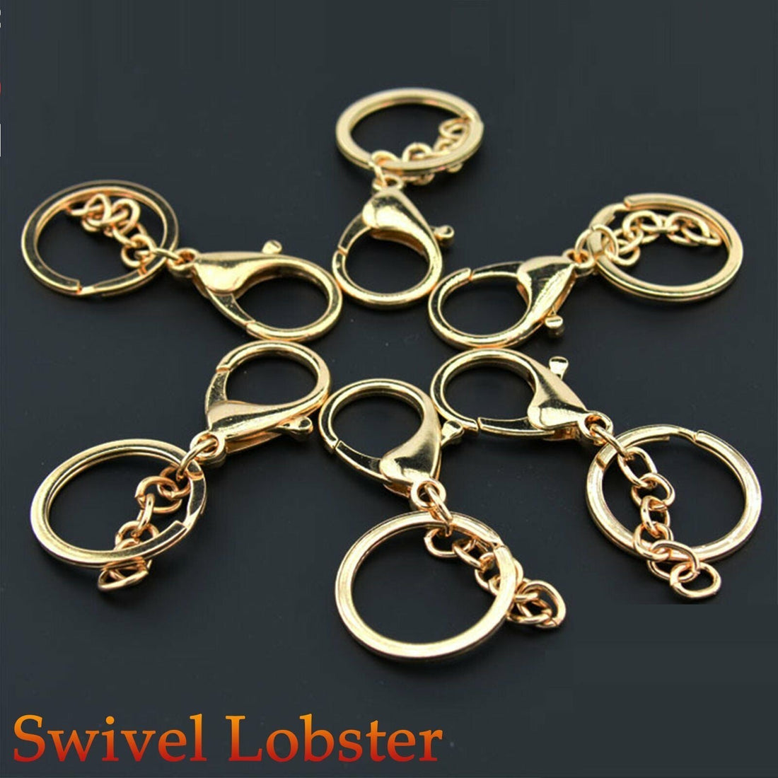 20pcs Gold Swivel Lobster Clasps Trigger Clips Clasp Snap Hook Key Chain Ring