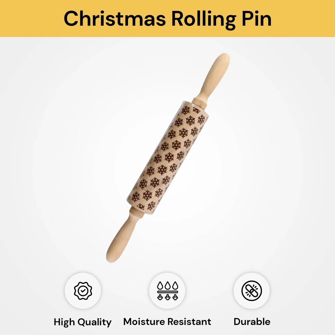 3D Christmas Embossing Rolling Pin Engraved Elk Baking Cookies Cake Roller