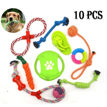 10PCS Dog Braided Rope Toys