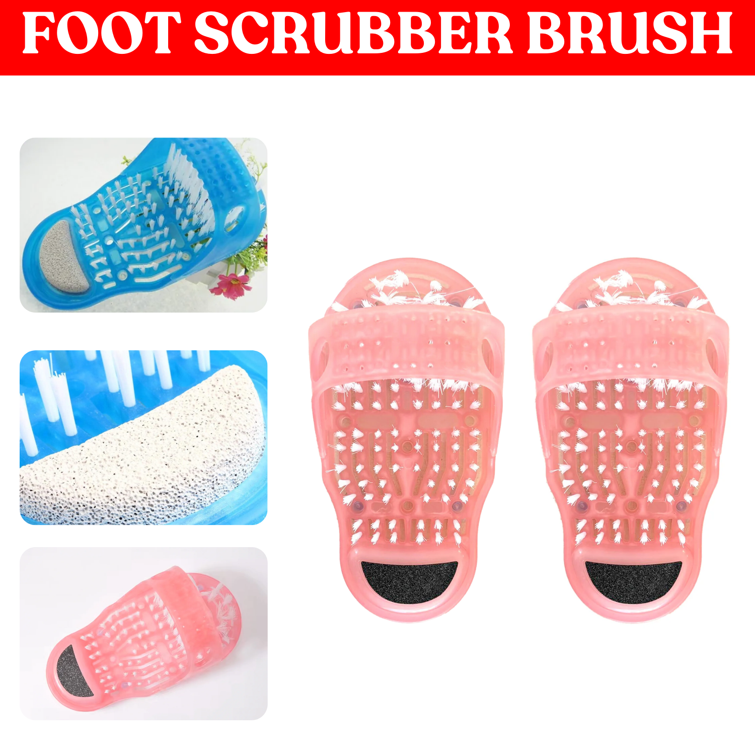 Foot Cleaner Scrubber Massager Feet Washer Bath Shower Exfoliating Brush Slipper