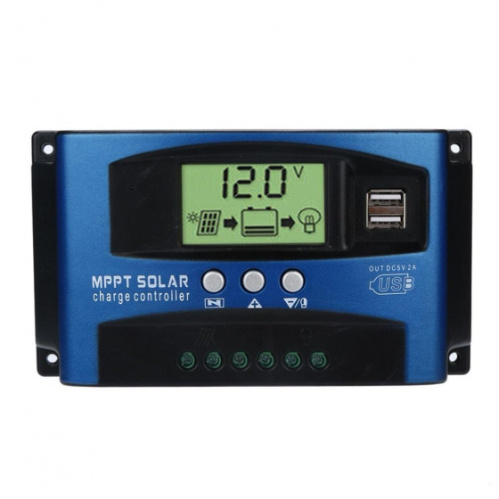 100A Solar Charge Controller Dual USB LCD Display 12V 24V Auto Solar Cell Panel Charger Regulator with Load