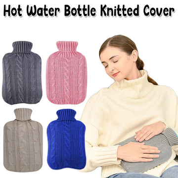 2 Litre HOT WATER BOTTLE Knitted Cover Winter Warm Rubber Bag Relaxing Warmer