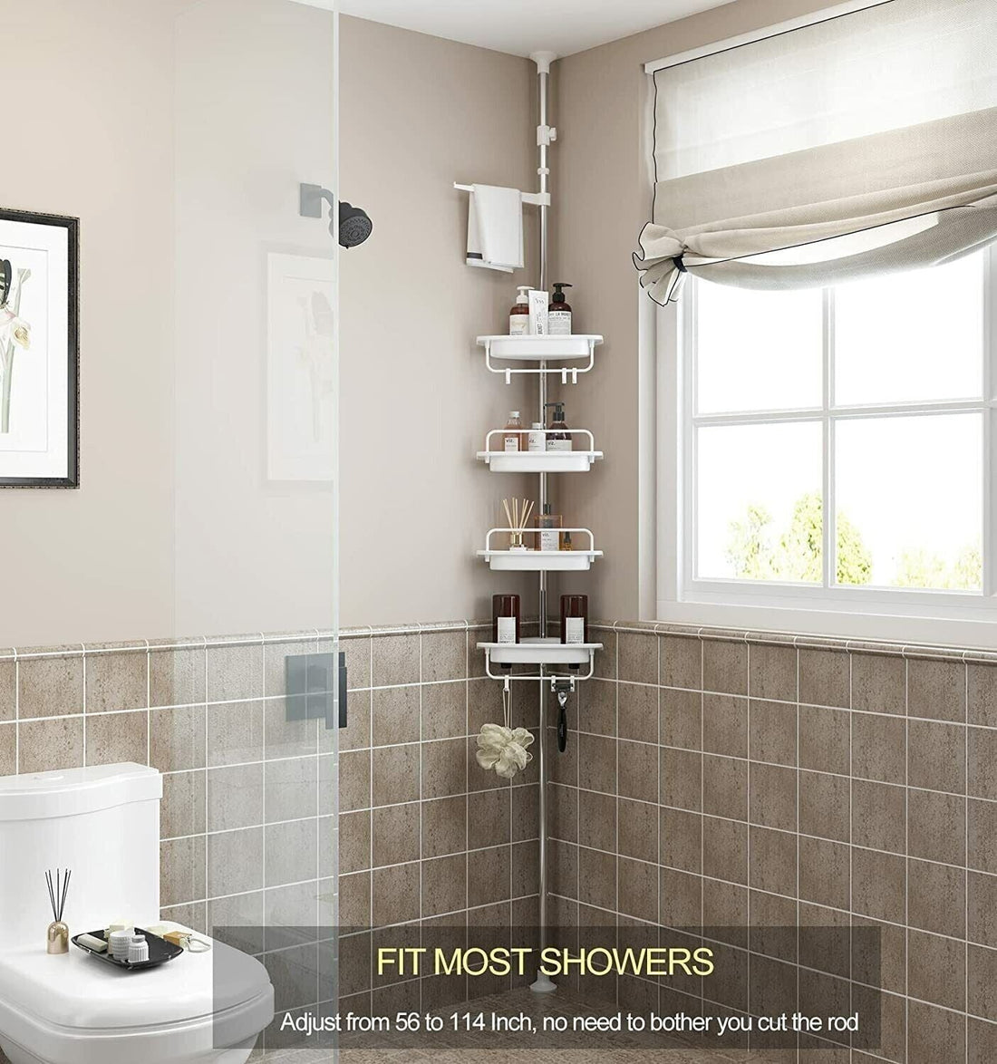 Telescopic shower corner Rack - 4 shelves