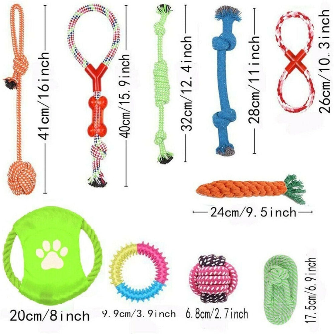 10PCS Dog Braided Rope Toys