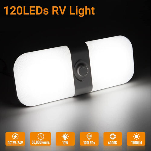 12V-24V 120Led White Interior Ceiling Light Dimmable Warm Cool Natural RV Camper