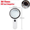 30X Handheld Illuminated Magnifier with 12 LED Lights For The Elderly Prily