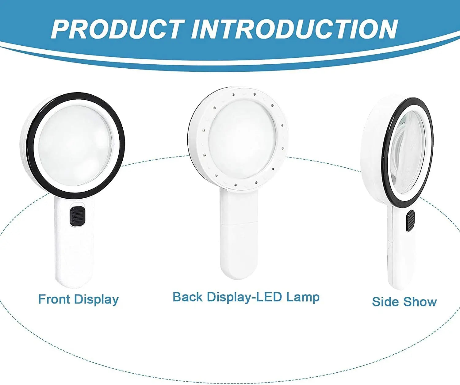 30X Handheld Illuminated Magnifier with 12 LED Lights For The Elderly Prily