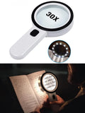 30X Handheld Illuminated Magnifier with 12 LED Lights For The Elderly Prily