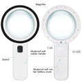 30X Handheld Illuminated Magnifier with 12 LED Lights For The Elderly Prily