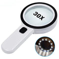 30X Handheld Illuminated Magnifier with 12 LED Lights For The Elderly Prily