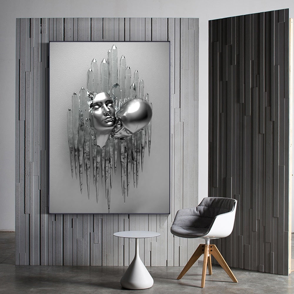 3D Metal Figure Statue Art Canvas Poster Prily