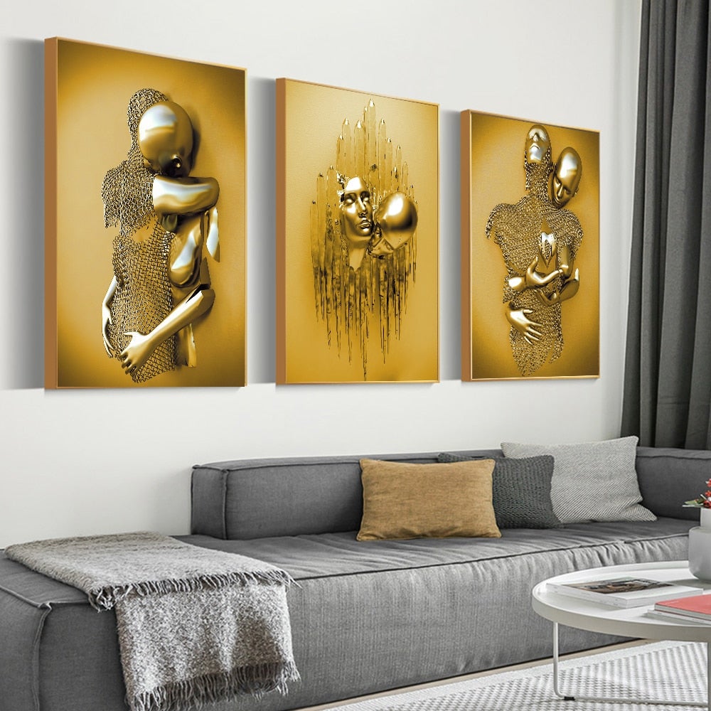 3D Metal Figure Statue Art Canvas Poster Prily