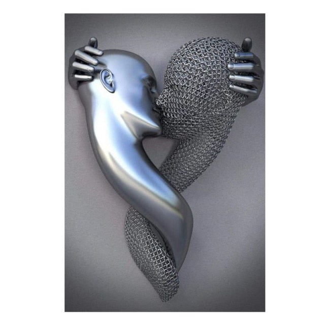 3D Metal Figure Statue Art Canvas Poster Prily