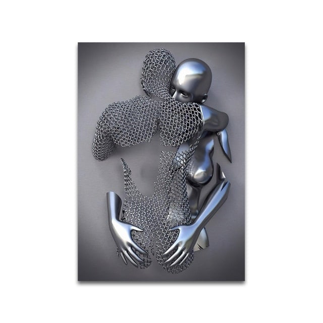 3D Metal Figure Statue Art Canvas Poster Prily