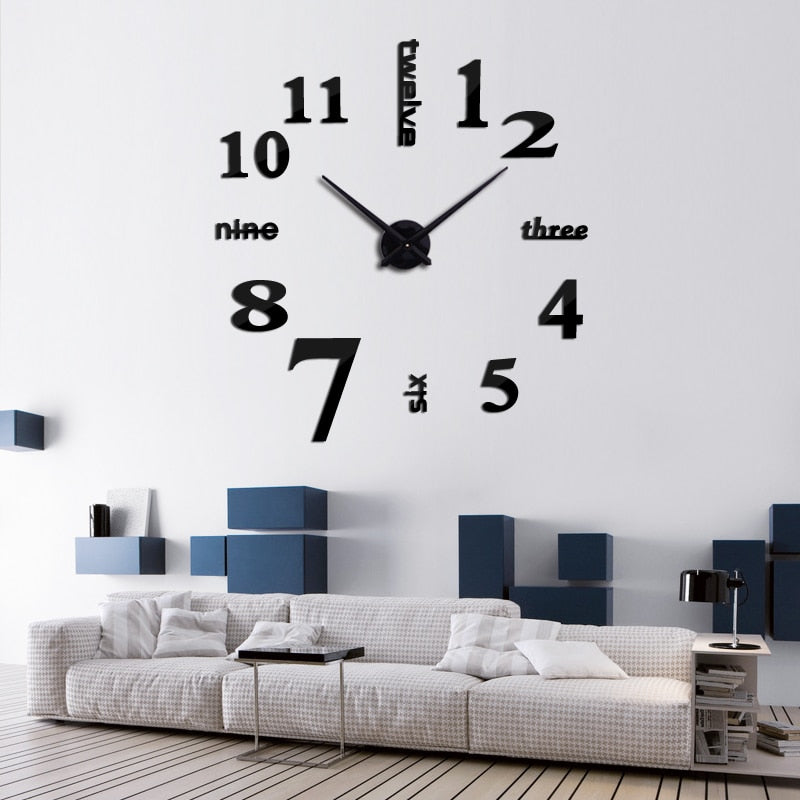 3D Wall DIY Mirror Clock Prily