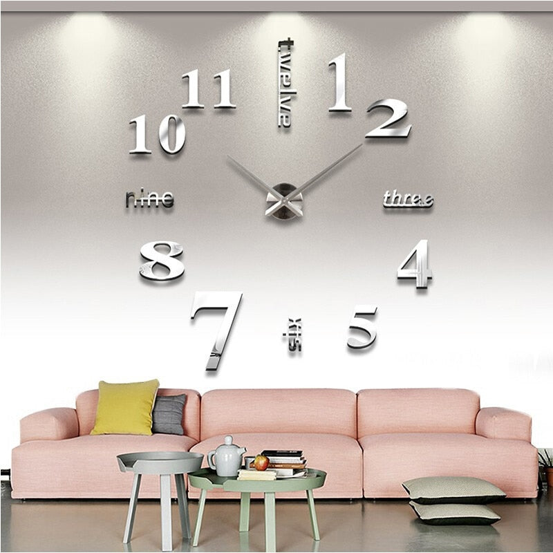 3D Wall DIY Mirror Clock Prily