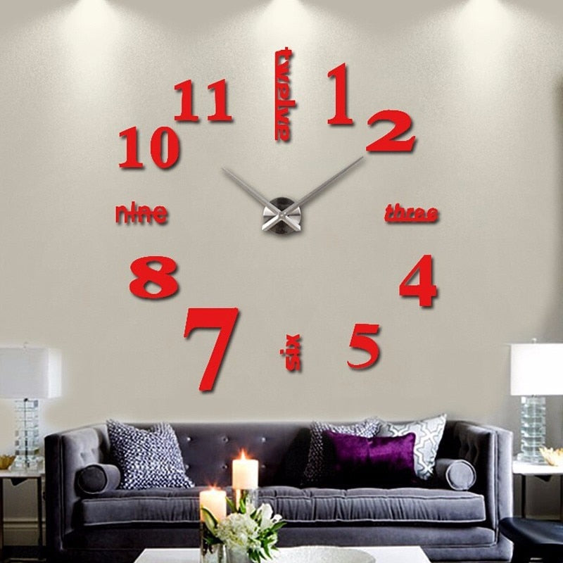 3D Wall DIY Mirror Clock Prily