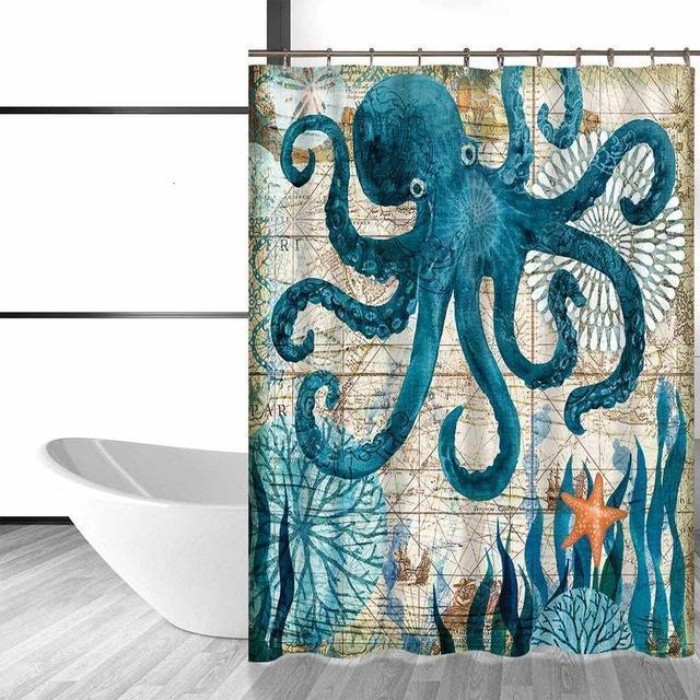 Marine Animals Waterproof Shower Curtain (4 Variations Available)