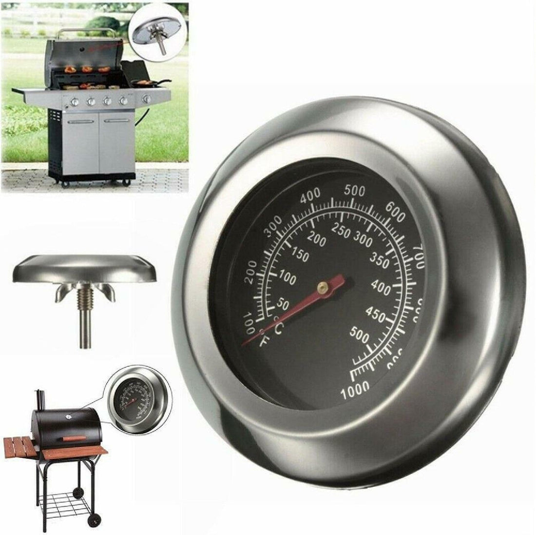 50-500℃ BBQ Grill Smoker Temperature Barbecue Gauge Stainless Steel Thermometer