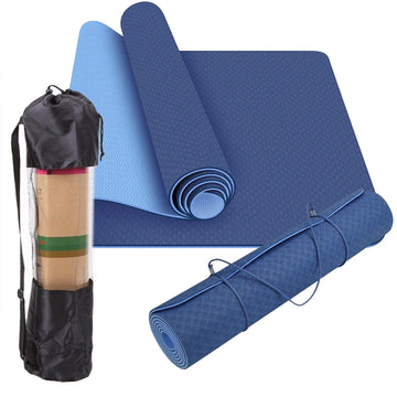 8mm TPE Yoga Dual Layer Mat Eco Friendly Exercise Fitness Gym Pilates