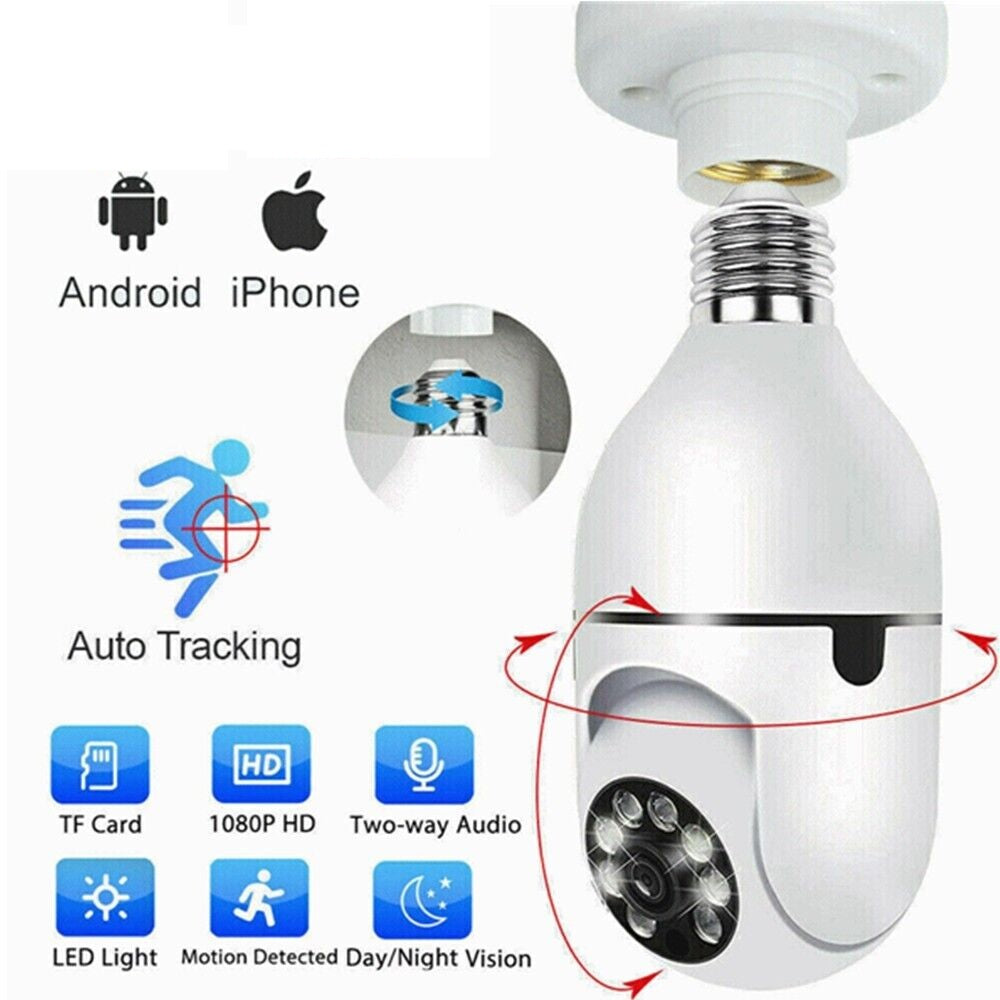 Full HD 1080P Wireless Wifi IP Camera E27 Bulb Home Security Lamp Light Camera