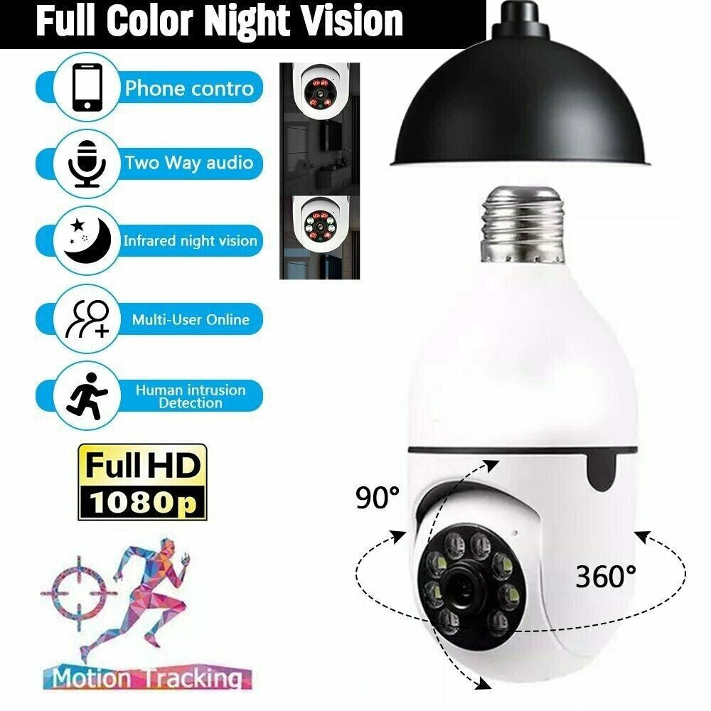 Full HD 1080P Wireless Wifi IP Camera E27 Bulb Home Security Lamp Light Camera