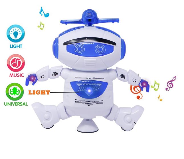 360 Rotation Electric Smart Space Walking Dancing Robot With Music & 3D Light - Multicolor