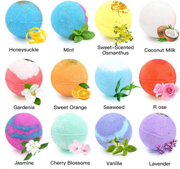 12 Pcs Bath Bombs Organic Bubble  Bath Rich for Mom, Wife, Kids