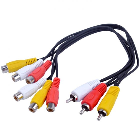 25cm 3 RCA Male Plug to 6 RCA Female Jack cable