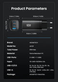 ASOMETECH 65W Newest GaN Technology QC4.0 Ultra Fast 3in1 Charger Prily