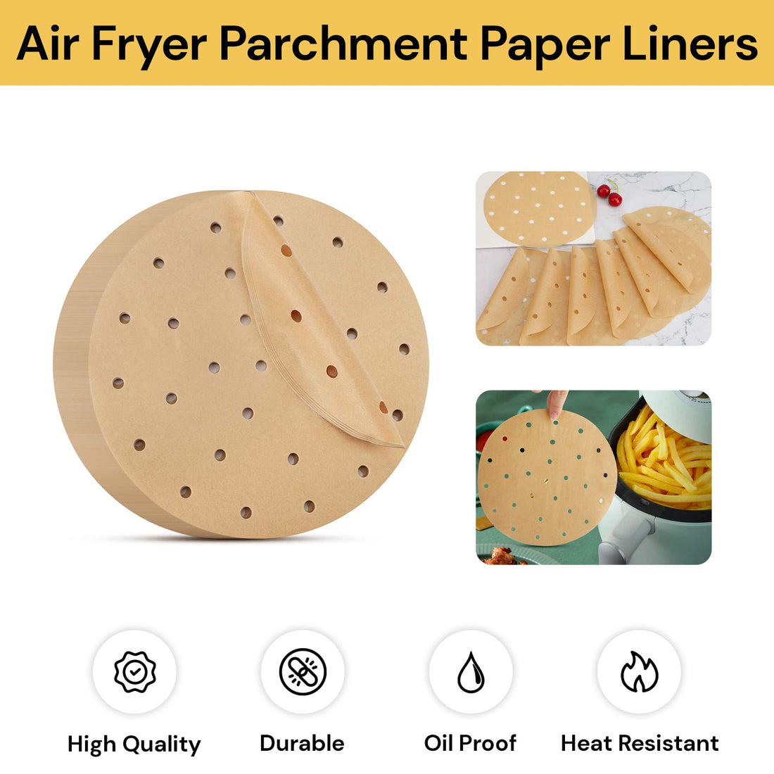 100PCs Air Fryer Parchment Paper Liners