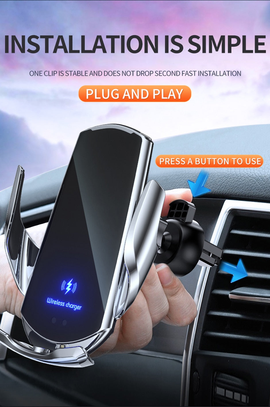 Automatic 3 in 1 Smart 15W Fast Wireless Charger Phone Mount Prily