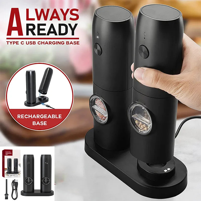 Automatic Rechargeable Salt & Pepper Grinder With LED Light Prily