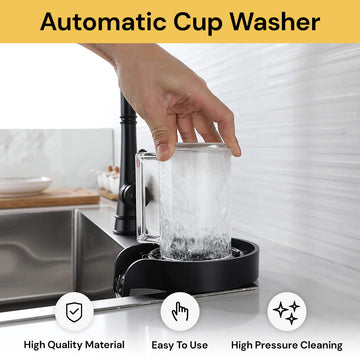 Automatic Cup Washer - Hands-Free Cleaning, Black