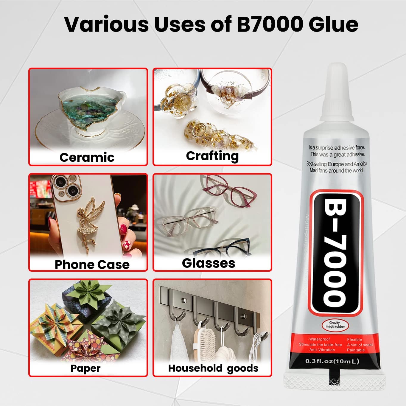 B-7000 Epoxy Resin Clear Contact Soft Glue With Precision Applicator Prily