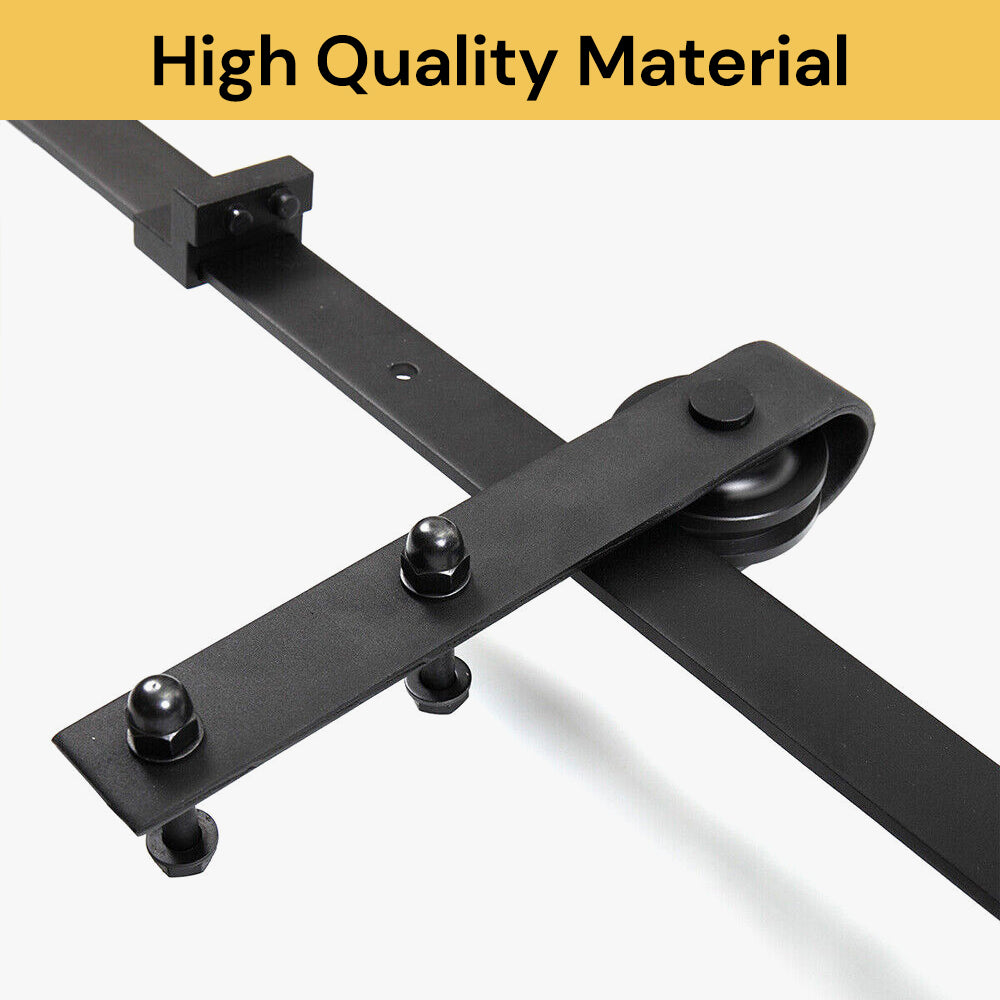 Single Sliding Barn Door Hardware Track Roller Kit - Black - Smooth and Quiet Operation