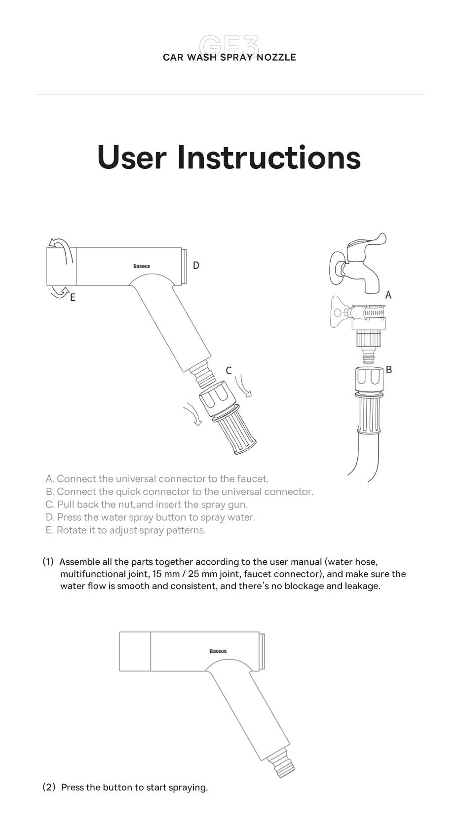 Baseus™ Car Wash High Pressure Water Spray Gun Prily