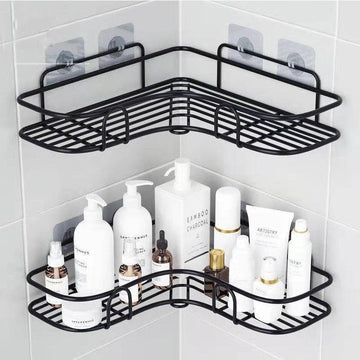 Decorative Punch-free Corner Wrought Iron Shelf (2pcs)