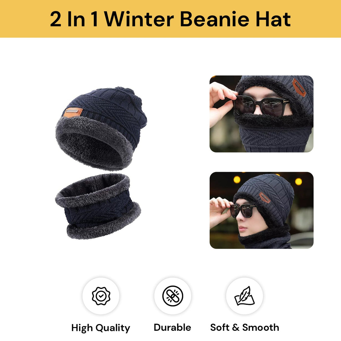 2 In 1 Winter Beanie Hat