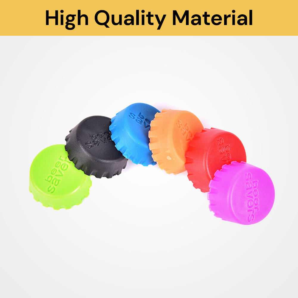 6pcs Silicone Beer Caps - Reusable Sealers, Assorted Colors