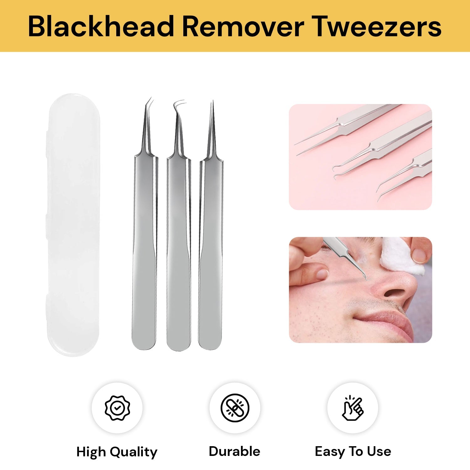 3PCs Blackhead Remover Tweezers