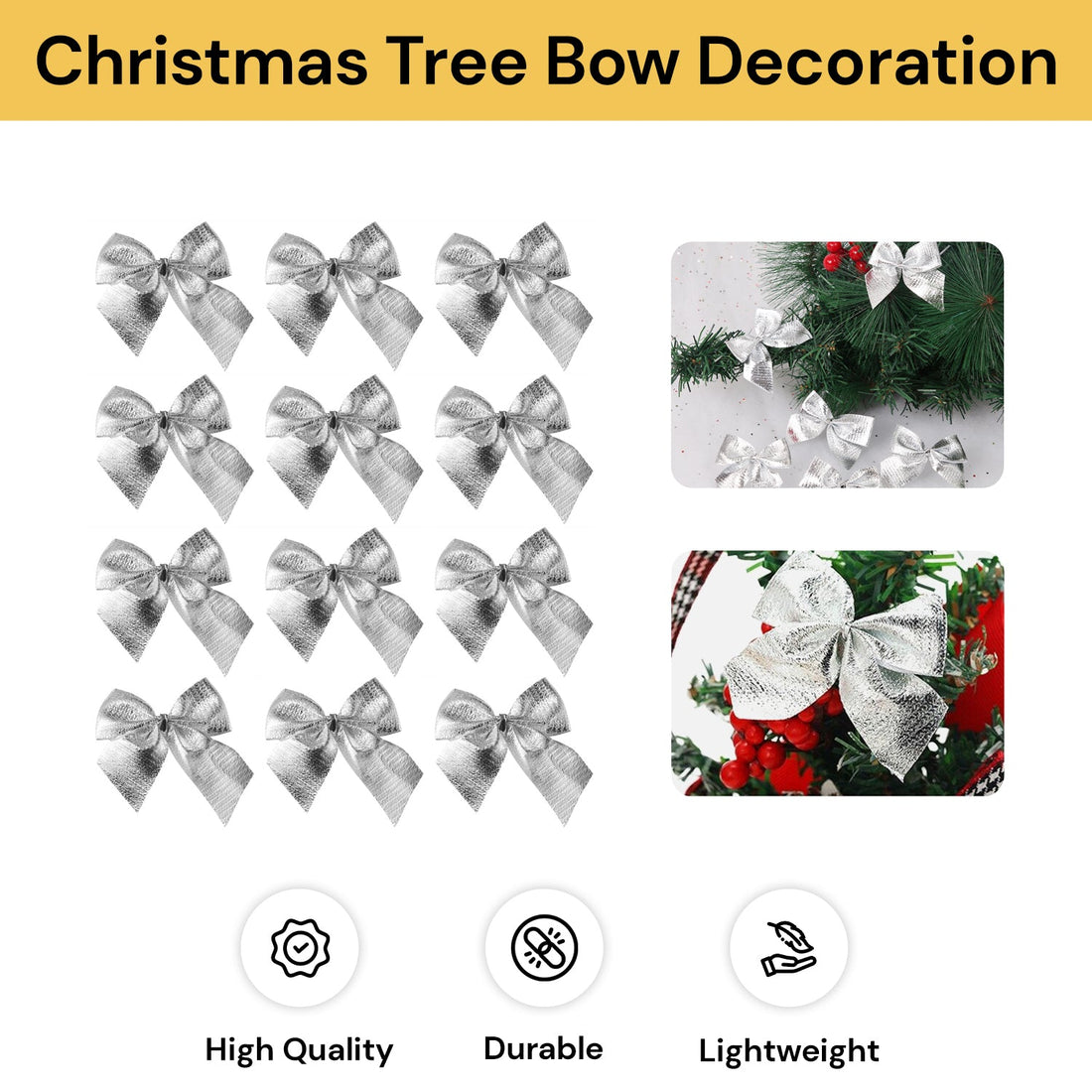 12PCs Christmas Tree Bow Decoration