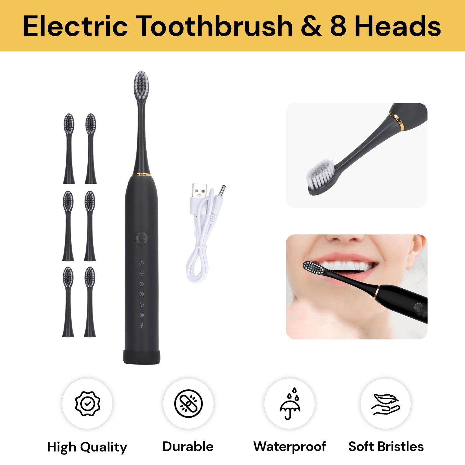 Sonic Electric Toothbrush With 8 Heads