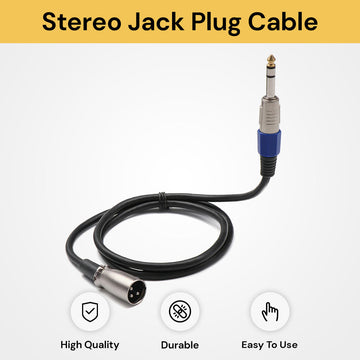 XLR Male to 6.35mm Stereo Jack Plug Cable