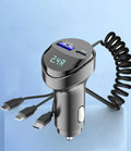 ChargeMaster 5-in-1 Retractable Pro Car Charger with Voltage Display Prily